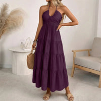 Solara Breeze™ Kleid Mit Halterneck-Ausschnitt und Weitem Stufenrock in Lila