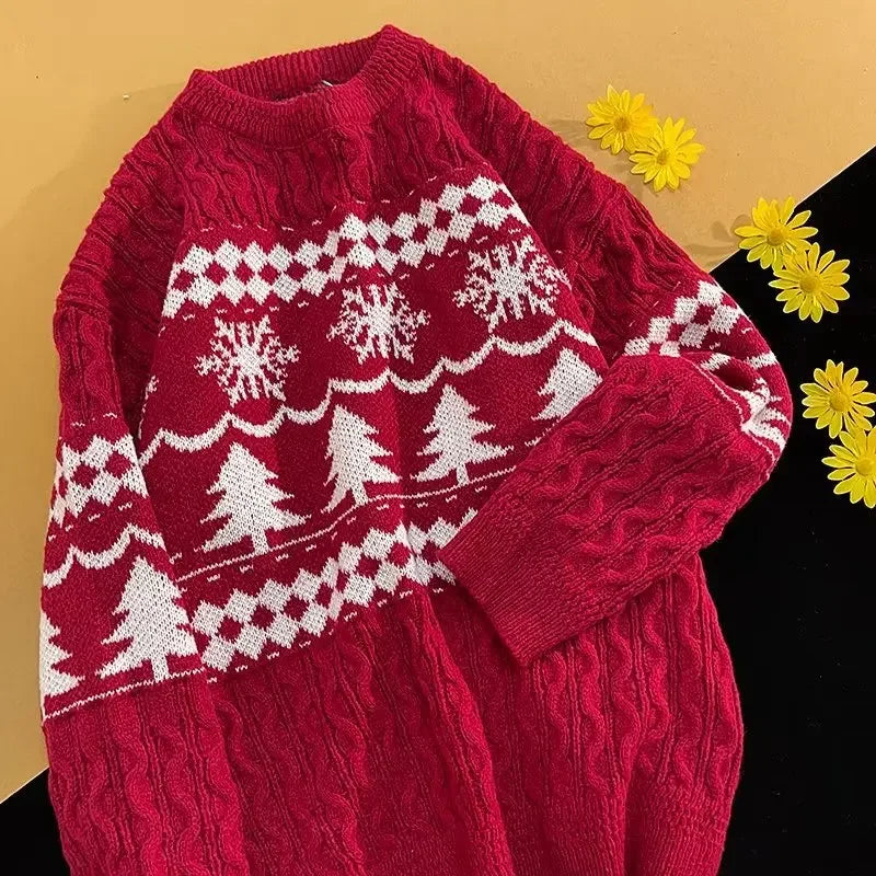 Thomas - Warmer Strickpullover mit Rundhalsausschnitt und Weihnachtsmotiv für Männer