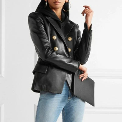 Ledarina | Eleganter Lederblazer mit Doppelknopfverschluss