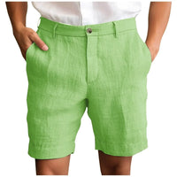 Calen | Herren Leinen Shorts Schmal Sommer Komfort Casual Leicht in Hellgrün
