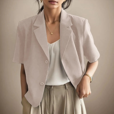 Alona - Blazer Jacke mit Kurzen Ärmeln und Zwei Knöpfen für Frauen