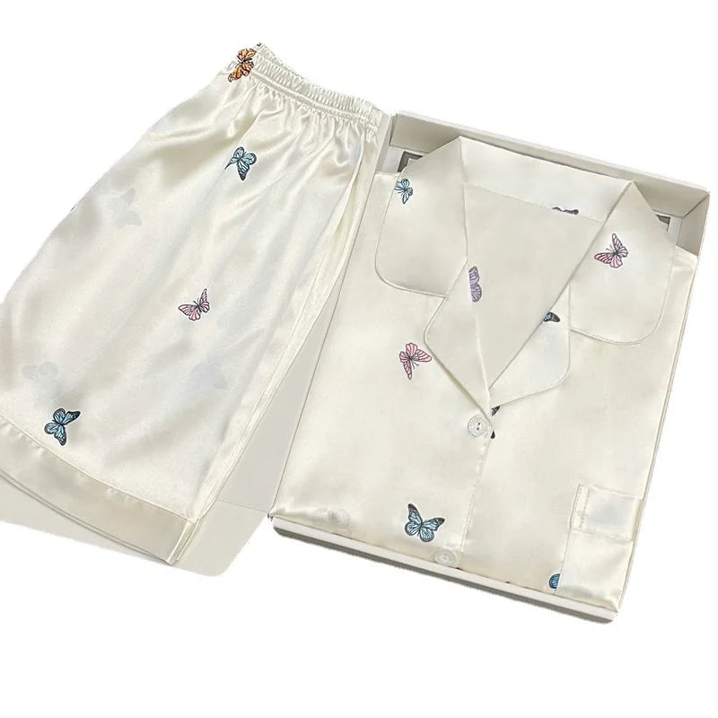 Susan - Seidennachtwäsche-Set mit Kurzärmeligem Oberteil und Shorts für Frauen