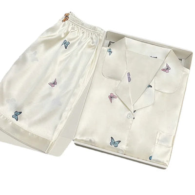 Susan - Seidennachtwäsche-Set mit Kurzärmeligem Oberteil und Shorts für Frauen