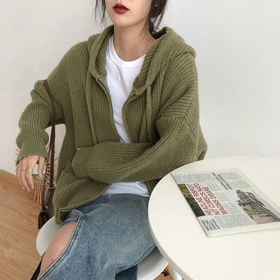 Ditte - Strickpulli mit Kapuze und Reißverschluss für Frauen