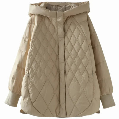 Gertrud- Warme Lässige Daunenjacke mit Kapuze