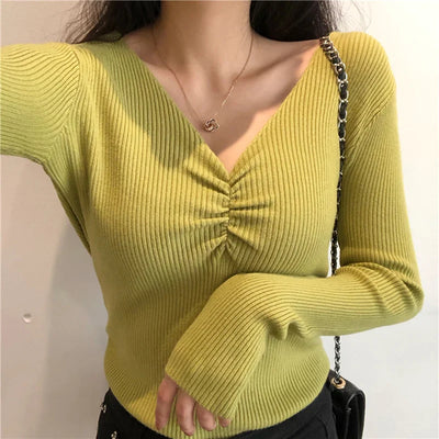 Melina - Sexy Strickpullover mit V-Ausschnitt für Frauen