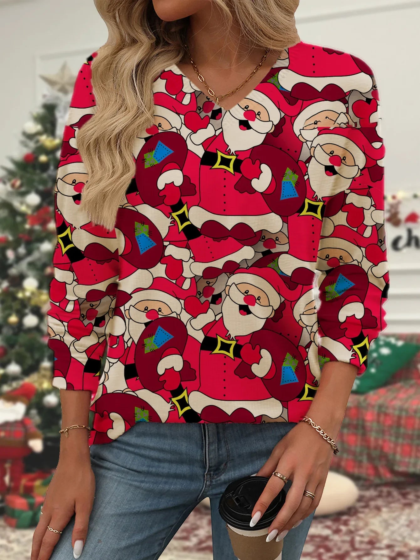 Eleanora- Weihnachtspullover mit Rundhalsausschnitt