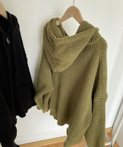 Ditte - Strickpulli mit Kapuze und Reißverschluss für Frauen