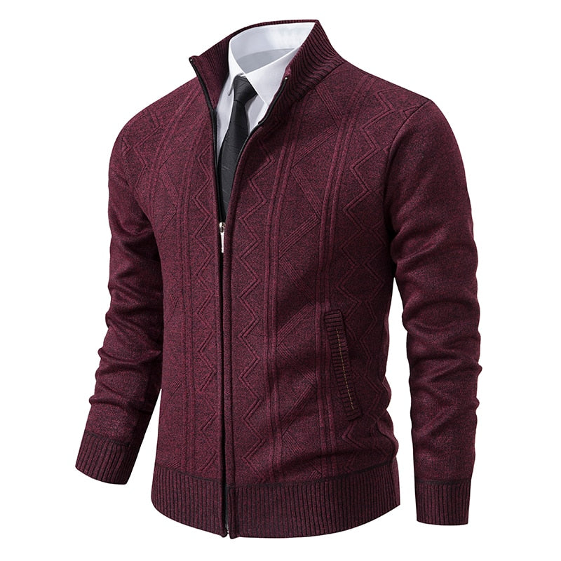 Mambo | Herren Grobstrick-Cardigan mit Stehkragen