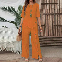 Celinor™ Set Mit Fließender Bluse und Marlenehose in Orange