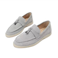 Damen Lässige Flache Casual Loafer in Grau