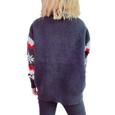 Elena - Jacquard-Strickpullover mit Rundhalsausschnitt und Weihnachtsmotiven für Frauen
