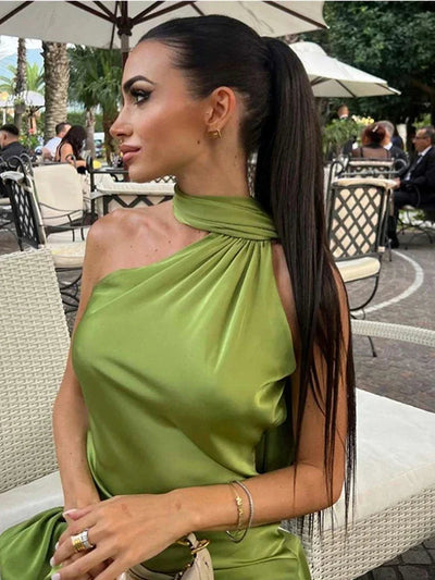 Melina | Abendkleid mit One-Shoulder-Umhang und Meerjungfrau-Silhouette