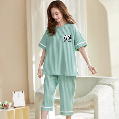 Guinevere- Gemütliches O-Neck Top und Pyjama für Damen