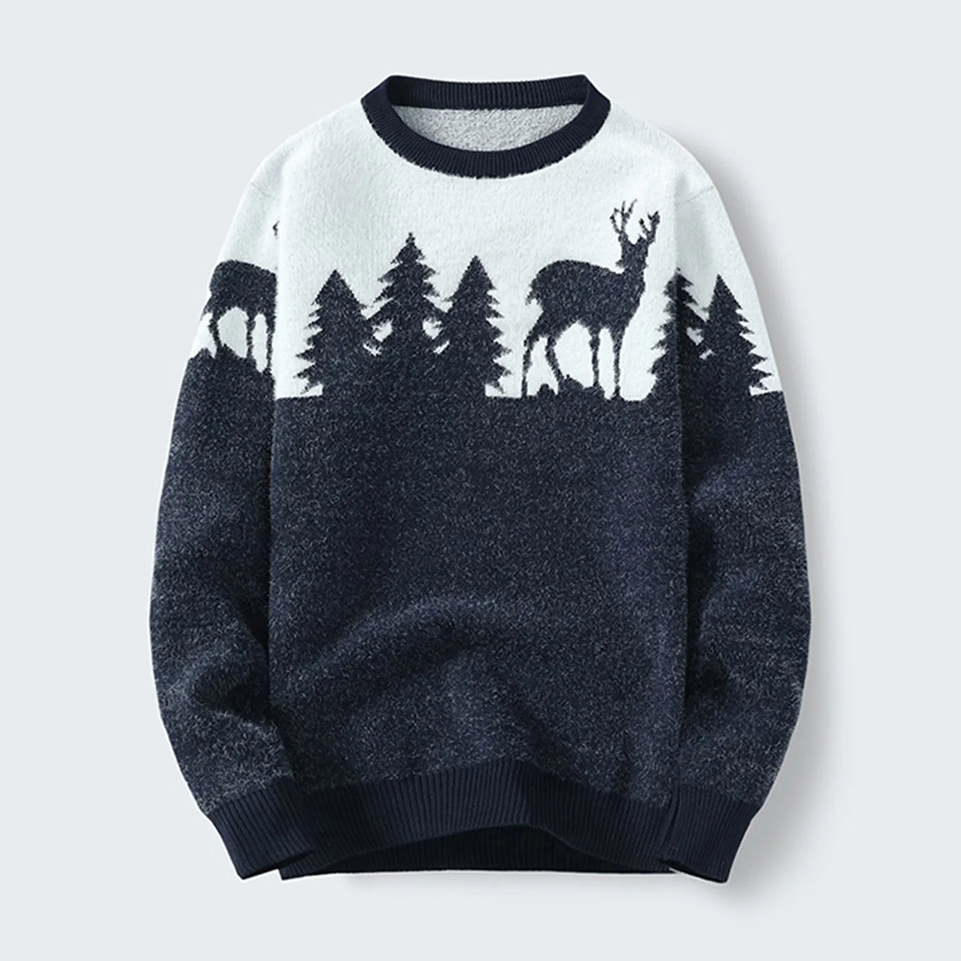 Simon - Strickpullover mit Rundhalsausschnitt und Weihnachts-Elch-Print für Männer
