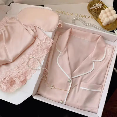 Susan - Seidennachtwäsche-Set mit Kurzärmeligem Oberteil und Shorts für Frauen