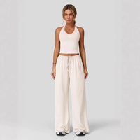Lunary™ Set Mit Minimalistischem Top und Fließender Pantalonhose in Apricot