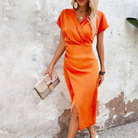 Margaux | Damen Festliches Midikleid Hochzeitsgast Elegant Feminin in Orange