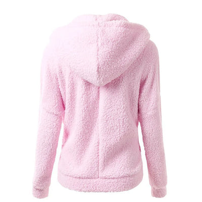 Eleganter Warmer Kapuzenpullover aus Teddy-Fleece mit Reissverschluss für Damen | Ideal für den Winter