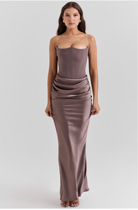 Emilia | Damen Korsett Kleid Figurbetont Elegant Festlich Modern in Grau