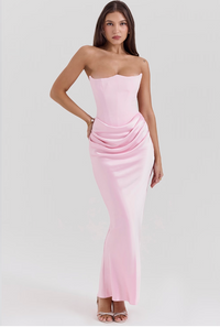 Emilia | Damen Korsett Kleid Figurbetont Elegant Festlich Modern in Rosa