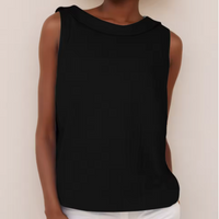 Franziska | Damen Ärmelloses Top Rollkragen Locker Modern Casual Urban in Schwarz