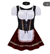 Leni | Dirndl mit Schürze im Trachten-Stil in Lila/Brauner Latz