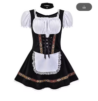 Leni | Dirndl mit Schürze im Trachten-Stil in Schwarz/Brauner Latz