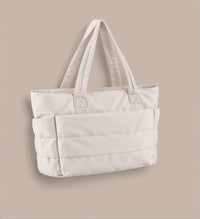 Lovy | Damen Puffer Tasche Trend Modern Statement Urban Chic in Weiß/ Beige