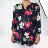 Arvellae | Damen Tunika Atmungsaktiv V-Ausschnitt Leicht Sommer Casual in Schwarz
