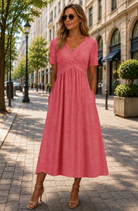 Helena | Elegantes A-Linien Midikleid in Rosa