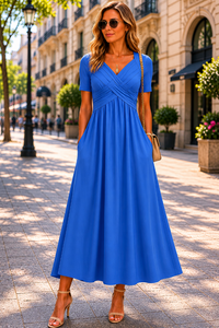 Helena | Elegantes A-Linien Midikleid in Blau