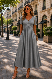 Helena | Elegantes A-Linien Midikleid in Grau