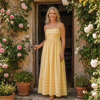 Oceane | Gestreiftes Spaghettiträger-Maxikleid in Gelb