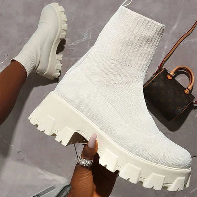 Lässige Strick- und Vegan Leder Stiefeletten für Damen | Ideal für das tägliche Tragen