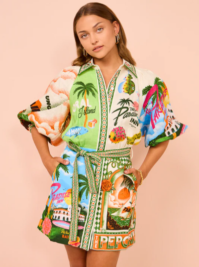 Islandy | Elegantes Minikleid mit Polokragen und Floralem Muster
