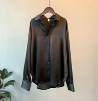 Élise | Damen Seidenbluse Klassisch Luxuriös Elegant Business Zeitlos in Schwarz
