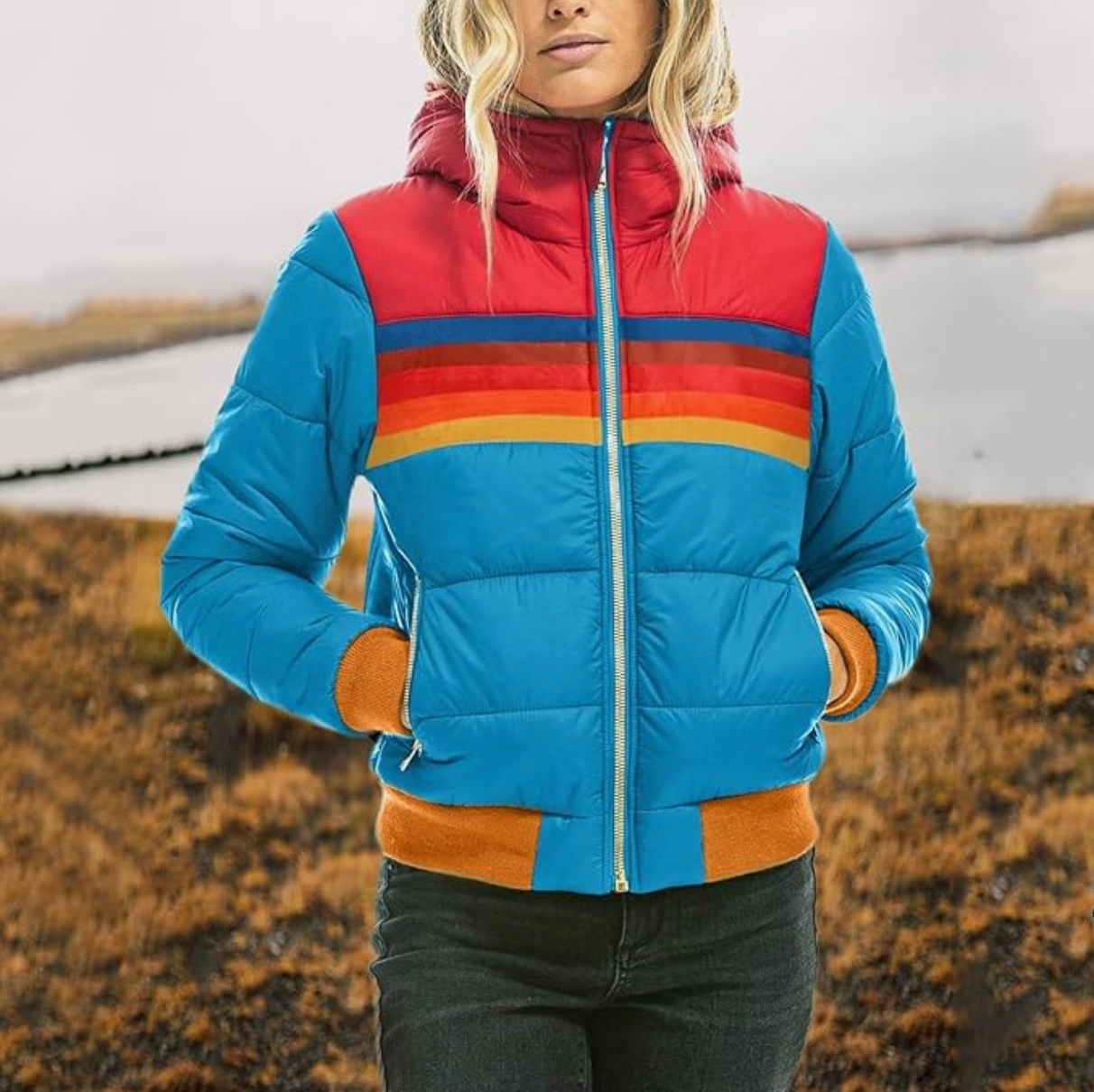 Fudus | Steppjacke Mit Retro Streifen