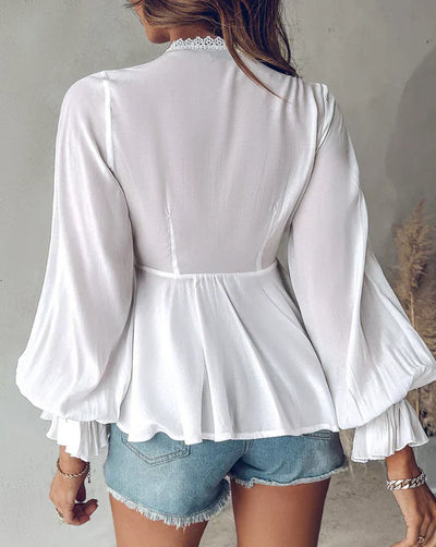 Bryanna® | Damen-Spitzenoberteil mit Puffärmeln