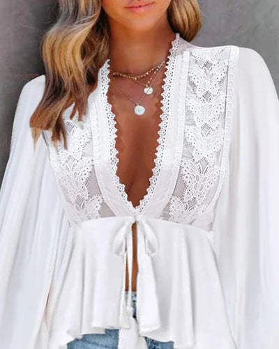 Bryanna® | Damen-Spitzenoberteil mit Puffärmeln