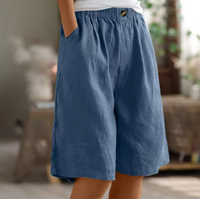 Fenna | Damen Freizeitshorts Weit Komfort Casual Sommer Lässig in Blaue