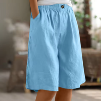 Fenna | Damen Freizeitshorts Weit Komfort Casual Sommer Lässig in Himmelblau