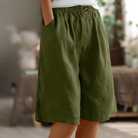 Fenna | Damen Freizeitshorts Weit Komfort Casual Sommer Lässig in Armégrön