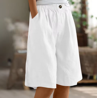 Fenna | Damen Freizeitshorts Weit Komfort Casual Sommer Lässig in Weiß