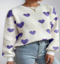 Herzgestrickter Pullover für Damen im lässigen Stil - Lumezia in Lila