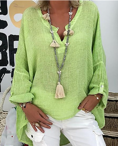 Brussell® | Modische Leinenbluse mit vollen Ärmeln für Damen