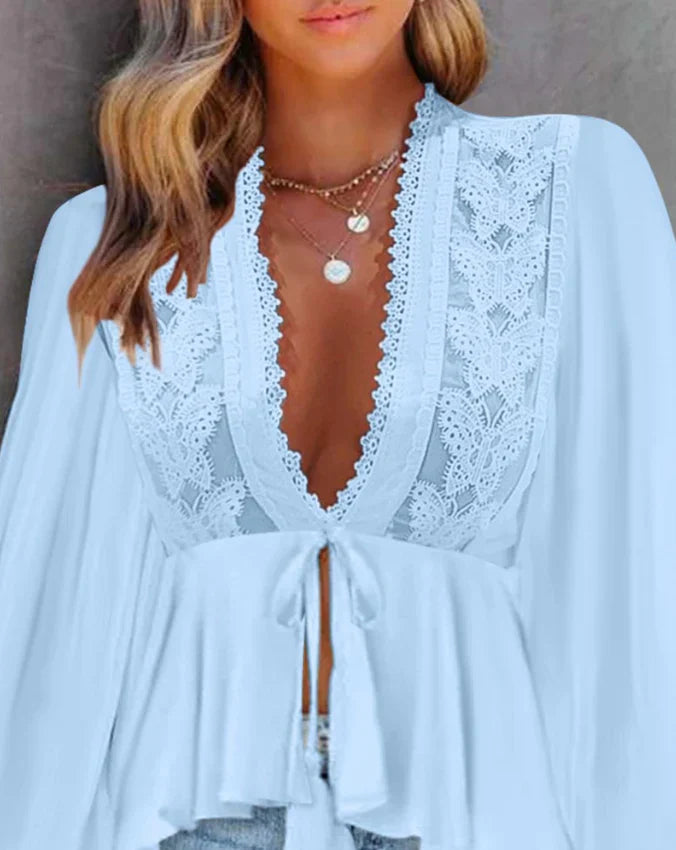 Bryanna® | Damen-Spitzenoberteil mit Puffärmeln