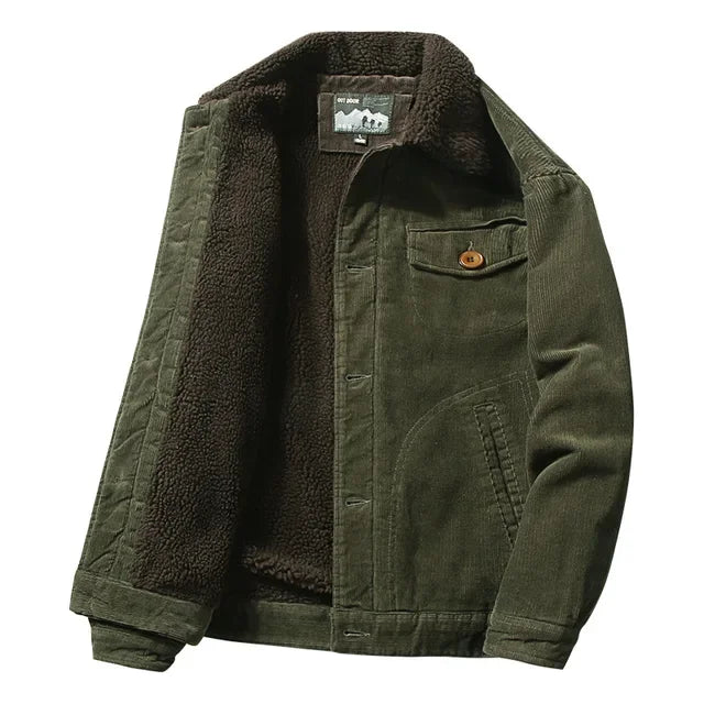 Alfons - Fleecegefütterte Cord-Winterjacke mit Umlegekragen und Knopfverschluss für Männer