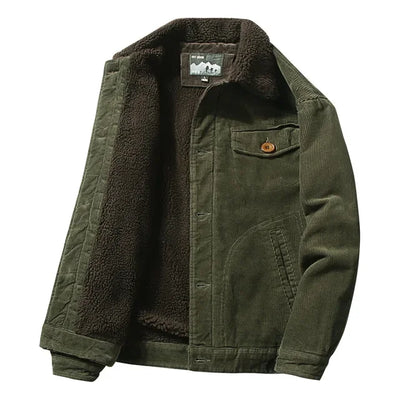 Alfons - Fleecegefütterte Cord-Winterjacke mit Umlegekragen und Knopfverschluss für Männer