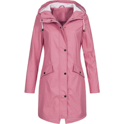 Stylische Regenjacke mit Knopfleiste und Reissverschluss sowie Kapuze für Damen | Ideal für den Winter